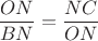 $\dfrac{ON}{BN} = \dfrac{NC}{ON}$