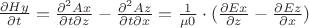 $\frac{\partial Hy}{\partial t} = \frac{\partial ^2Ax}{\partial t\partial z} - \frac{\partial ^2Az}{\partial t\partial x} = \frac{1}{\mu0} \cdot (\frac{\partial Ex}{\partial z} - \frac{\partial Ez}{\partial x})$