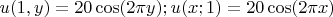 $u(1,y)=20\cos(2\pi y); u(x;1)=20\cos(2\pi x)$