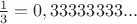 $\frac{1}{3}=0,33333333...$