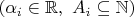 $(\alpha_i\in\mathbb R,\ A_i\subseteq\mathbb N)$