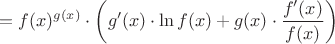 $$
= f(x)^{g(x)} \cdot \left(g'(x) \cdot \ln f(x) + g(x) \cdot \frac{f'(x)}{f(x)}\right)
$$