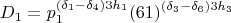$$D_1=p_1^{(\delta_1-\delta_4)3h_1}(61)^{(\delta_3-\delta_6)3h_3}$$