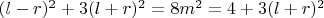 $(l-r)^2+3(l+r)^2=8m^2=4+3(l+r)^2$
