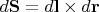 $d\mathbf S=d\mathbf l\times d\mathbf r$
