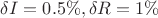 $\delta I=0.5 \% ,\delta R=1 \%$