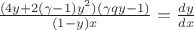 $\frac{(4y+2(\gamma -1)y^2)(\gamma qy-1)}{(1-y)x}=\frac{dy}{dx}$ $\frac{(4y+2(\gamma -1)y^2)(\gamma qy-1)}{(1-y)x}=\frac{dy}{dx}$