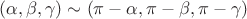 $(\alpha, \beta, \gamma) \sim (\pi - \alpha, \pi - \beta, \pi - \gamma)$