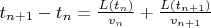$t_{n+1} - t_{n} = \frac{L(t_{n})}{v_{n}} + \frac{L(t_{n+1})}{v_{n+1}}$