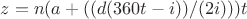 $z = n(a+((d(360t-i))/(2i)))t$