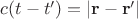 $c(t-t')=|\mathbf{r}-\mathbf{r}'|$