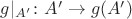 $g|_{A'}\colon A'\to g(A')$