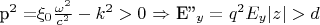 p^2=$\xi_0\frac{\omega^2}{c^2}-k^2>0$  $\Rightarrow $  E{''}_{y}=q^2E_y  |z|>d