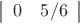 $\left| \begin{array}{ccc} 0 & 5/6 \end{array} \right|$