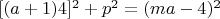 $[(a+1)4]^2+p^2=(ma-4)^2$