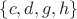 $\{c, d, g, h\}$