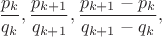 $$
\frac{p_k}{q_k},\frac{p_{k+1}}{q_{k+1}},\frac{p_{k+1} - p_k}{q_{k+1} - q_k}, 
$$