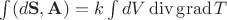 $\int (d\mathbf{S},\mathbf{A})=k\int dV \operatorname{div}\operatorname{grad}T$