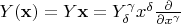 $Y(\mathbf x)=Y\mathbf x=Y^\gamma_\delta x^\delta\frac{\partial}{\partial x^\gamma}$