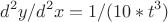 $$d^2y/d^2x=1/(10*t^3)$$