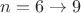 $n=6\to 9$