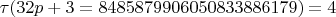 $\tau(32p+3 = 8485879906050833886179) = 4$