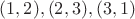 $(1,2),(2,3),(3,1)$