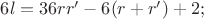 $6l=36rr'-6(r+r')+2;$