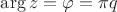 $\arg z=\varphi= \pi q$