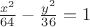$\frac{x^2}{64} - \frac{y^2}{36}=1$