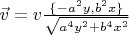 $\vec{v}= v\frac{ \{ -a^2y, b^2x \}  }{\sqrt{a^4y^2+b^4x^2}} $
