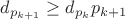 $\displaystyle d_{p_{k+1}} \ge d_{p_{k}}p_{k+1}$