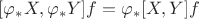 $[\varphi_*X,\varphi_*Y]f =\varphi_*[X,Y]f$