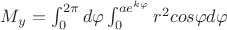 ${M}_{y}=\int_{0}^{2\pi }d\varphi \int_{0}^{a{e}^{k\varphi }}{r}^{2}cos\varphi d\varphi$