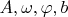 $A, \omega, \varphi, b$