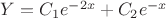 $Y=C_1e^{-2x} + C_2e^{-x}$