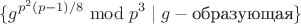 $$\{ g^{p^2(p-1)/8}\bmod p^3\mid g - \mbox{образующая}\}$$