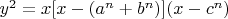 $y^2=x[x-(a^n+b^n)](x-c^n)$