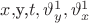 $x,$y,$t,\vartheta^{1}_{y},\vartheta^{1}_{x}$