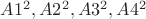$ A1 ^2, A2 ^2, A3 ^2, A4 ^2 $