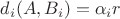 $d_i(A,B_i)=\alpha_ir$ $d_i(A,B_i)=\alpha_ir$