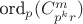 $\text{ord}_p(C^m_{p^kr})$