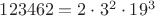 $123462=2\cdot3^{2}\cdot19^{3}$