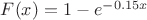 $F(x)=1-e^{-0.15 x}$