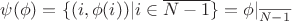 $\psi(\phi)=\{(i,\phi(i))|i\in\overline{N-1}\}=\phi|_{\overline{N-1}}$