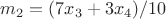 $m_2=(7x_3+3x_4)/10$