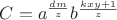 $C=a^\frac{dm}{z}b^\frac{kxy+1}{z}$