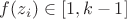 $f(z_i) \in [1,k-1]$