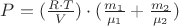 $P=(\frac{R\cdot T}{V})\cdot(\frac{m_1}{\mu_1}+\frac{m_2}{\mu_2}) $