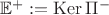 $\mathbb{E}^{+} := \operatorname{Ker}\Pi^{-}$